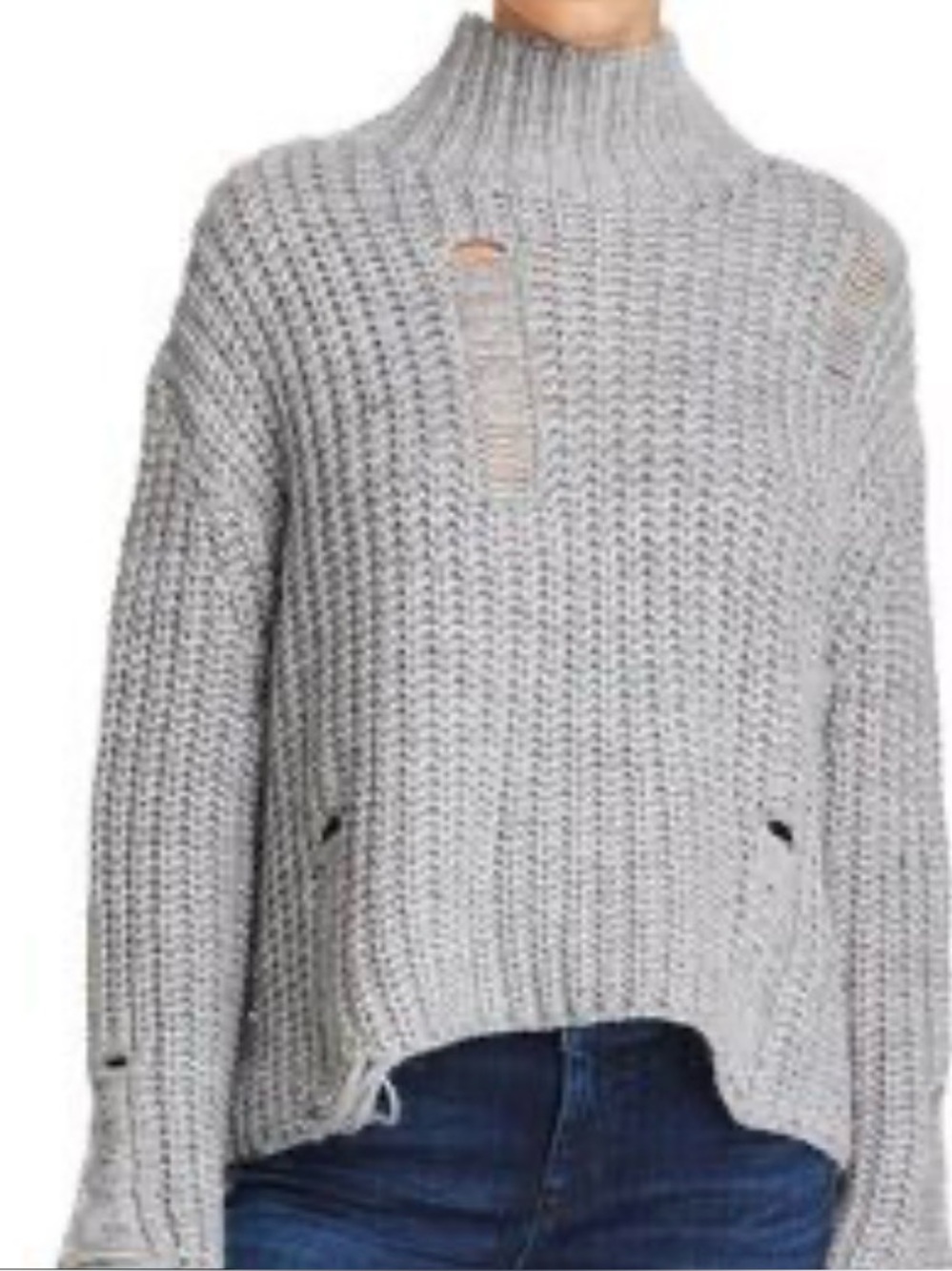 Zara Gray Chunky Knit Mock Neck Sweater size medium